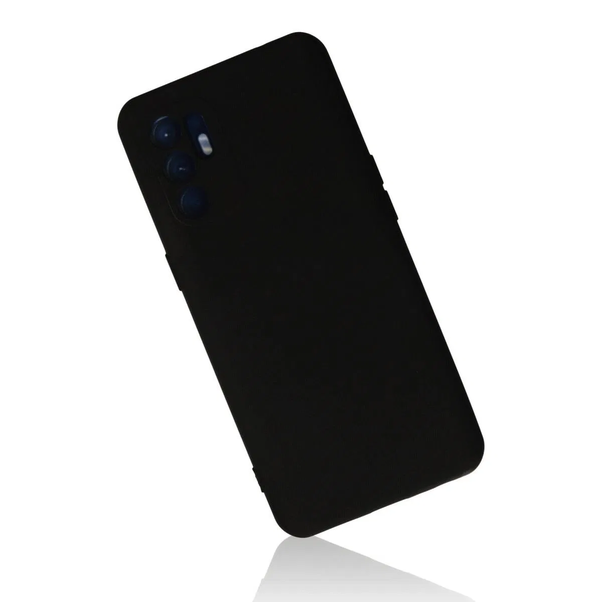 Oppo Reno 6 Kılıf Nano İçi Kadife Silikon - Siyah görsel 2