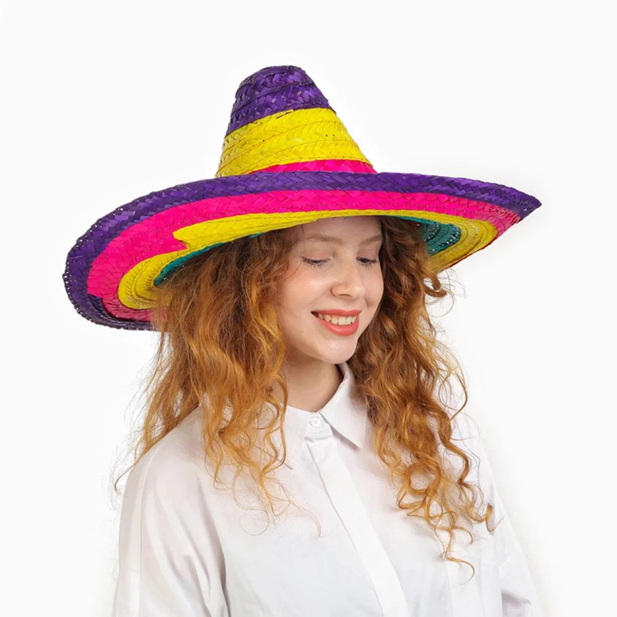 Sombrero Meksika Şapkası Renkli Örme Hasır Çocuk Boy görsel 3