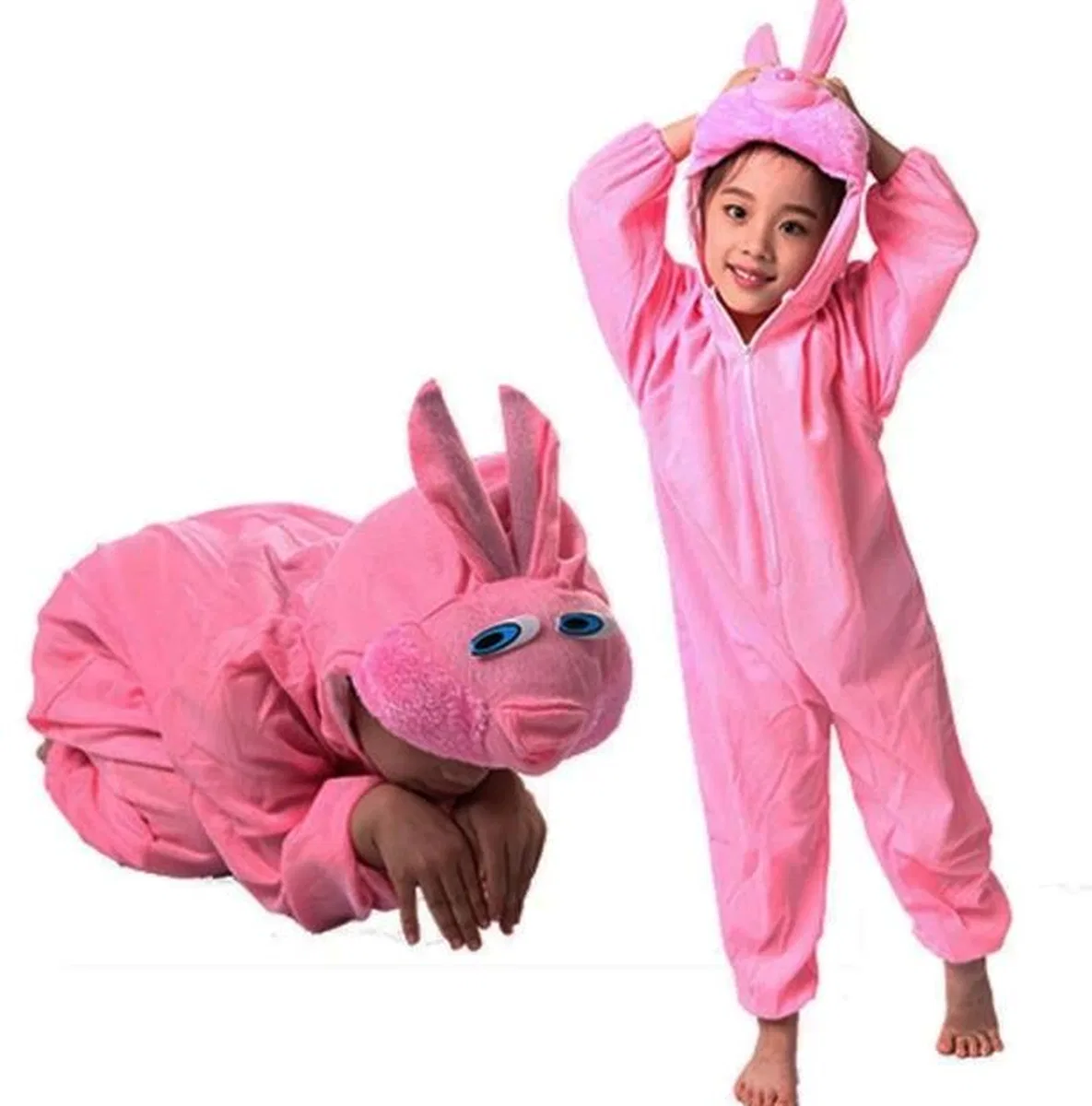 Çocuk Tavşan Kostümü Pembe Renk 2-3 Yaş 80 Cm görsel 2