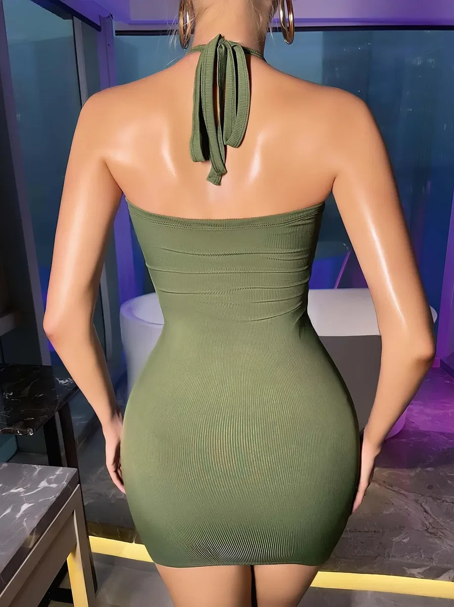 Kadın Yeşil Clup Elbisesi 5029 görsel 3