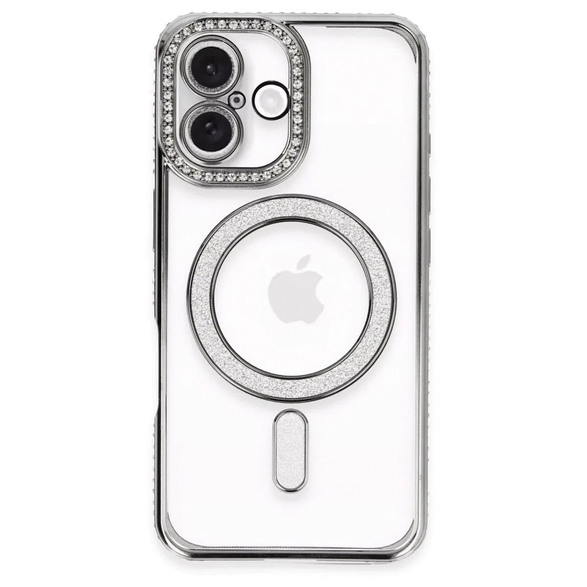 Apple İphone 16 Kılıf Joke Simli Magneticsafe Kılıf - Gri görsel 2
