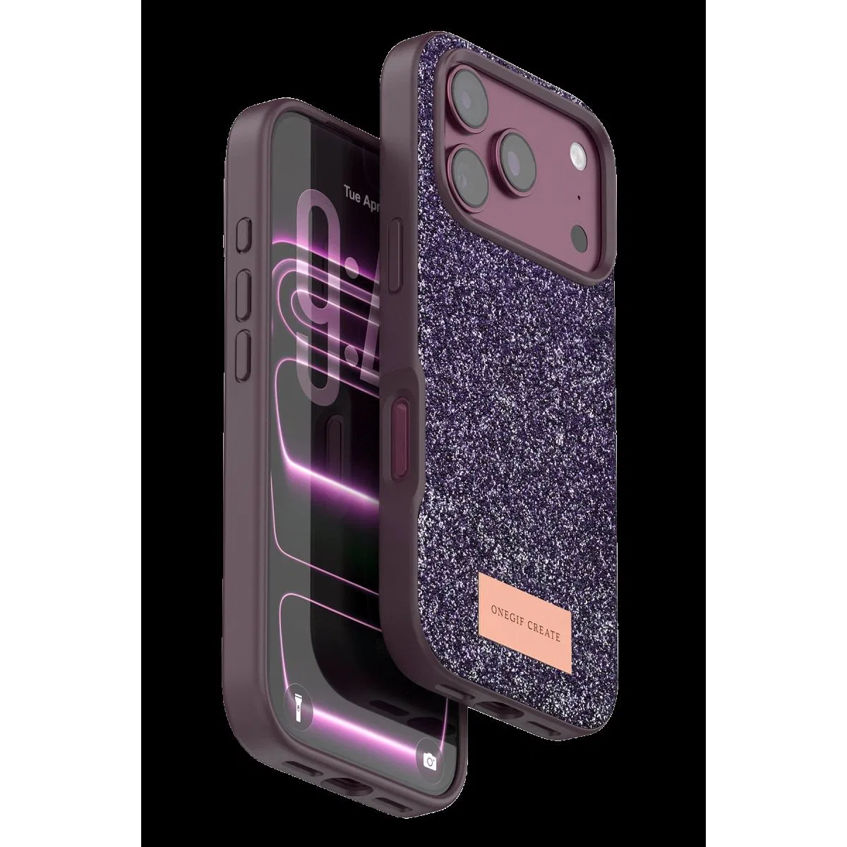 Onegif Apple İphone 18 Pro Max Bright Simli Kapak - Bordo