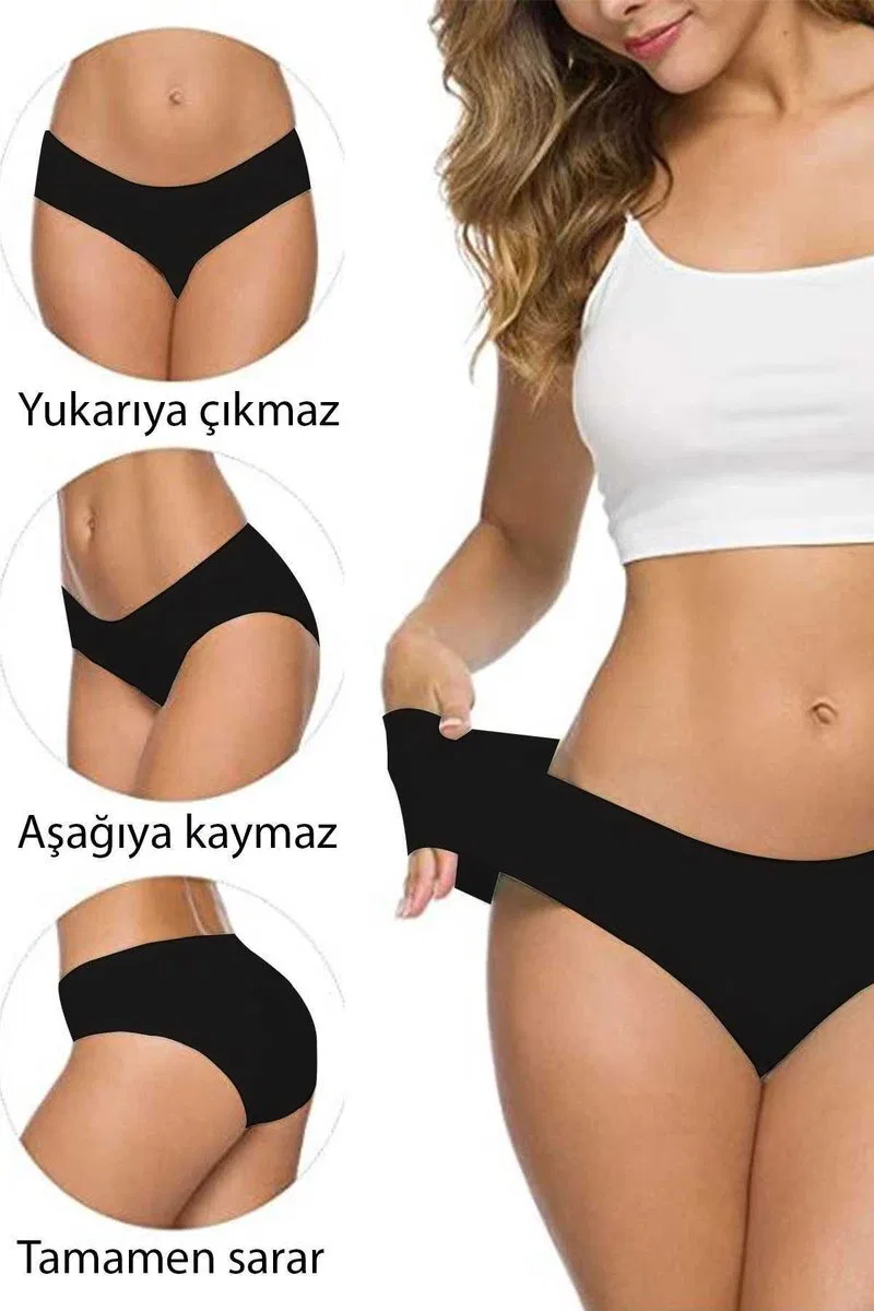 6 Adet Kadın Dikişsiz Lazer Kesim Esnek İz yapmayan Külot S5 görsel 5