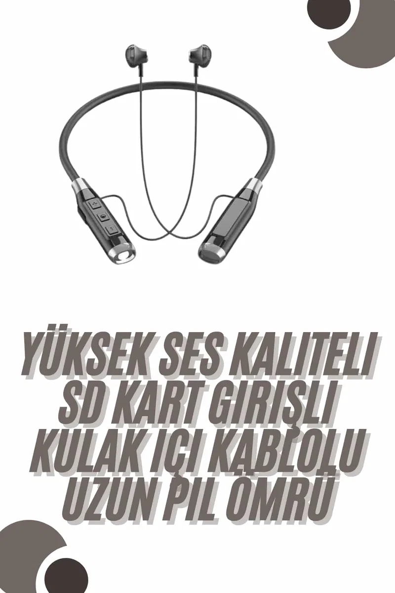 120 Saat Bluetooth Kulaklık Kablolu Boyun Askılı SD Kart Girişli ANC Özellikli görsel 2