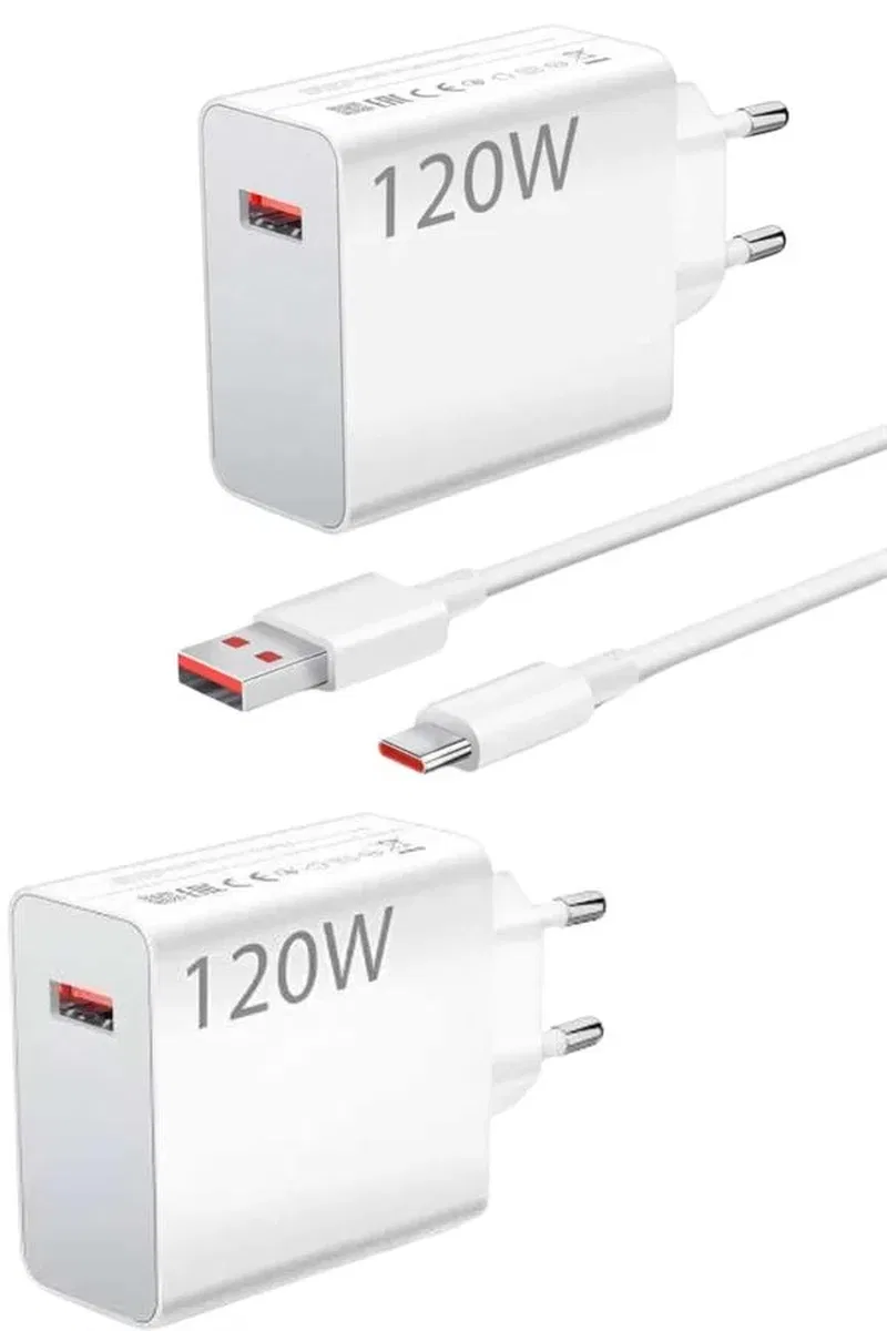 120 Watt Turbo Hızlı Şarj Aleti Seti Hızlı Şarj Adaptörü Beyaz görsel 3