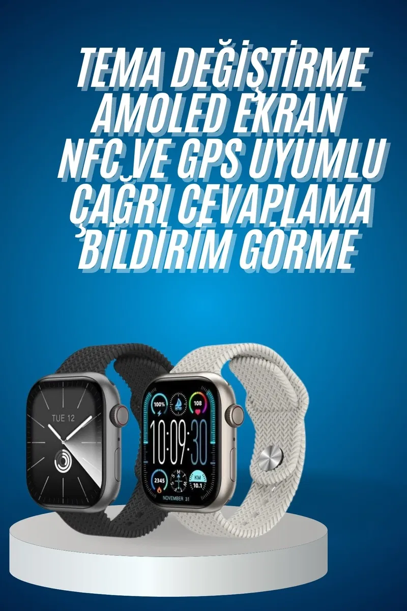 Akıllı Kol Saat Amoled Ekran Android ve İOS Uyumlu Arama Konuşma görsel 2