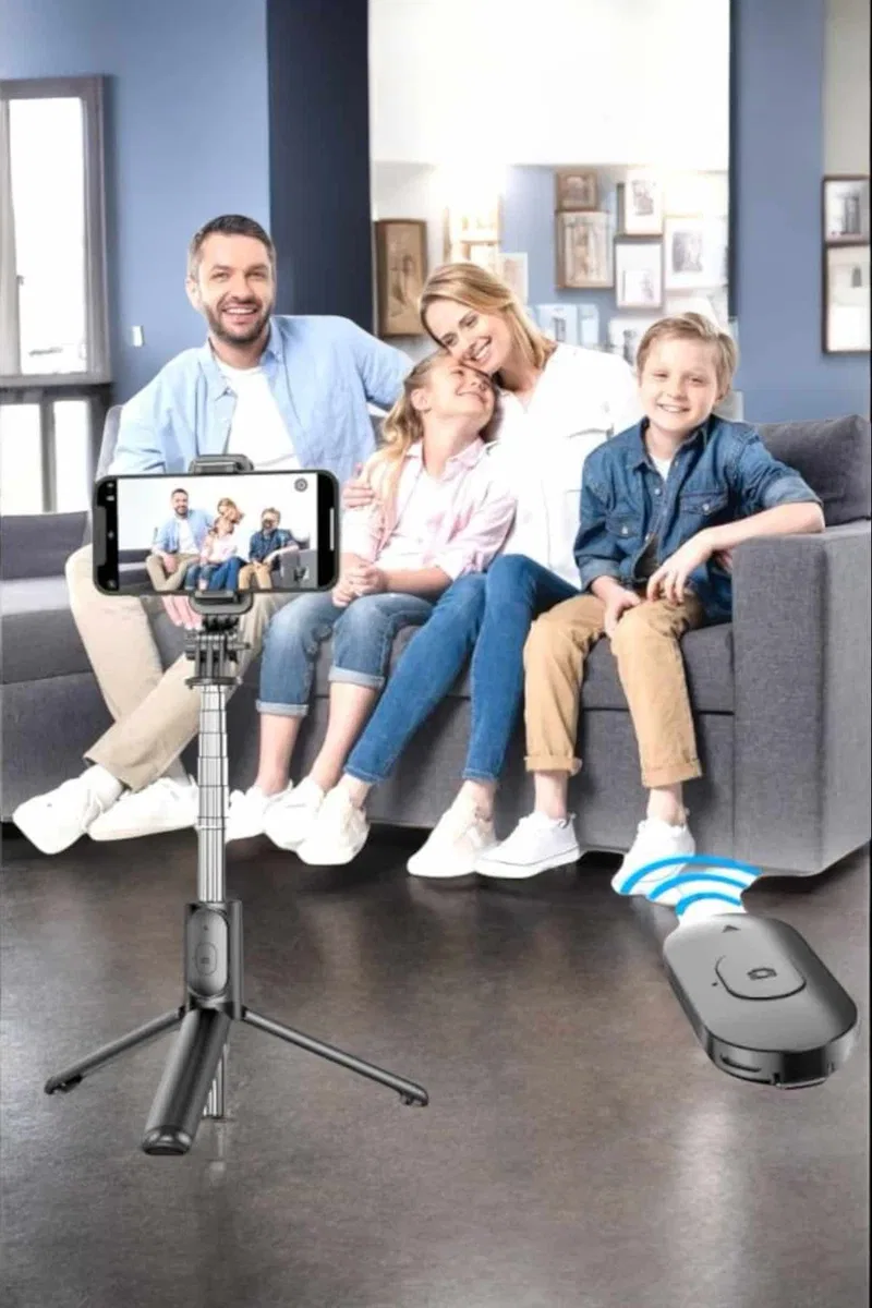 Kumandalı Tripod Telefon Tutucu Selfie Çubuğu 360 Derece Dönebilen görsel 2