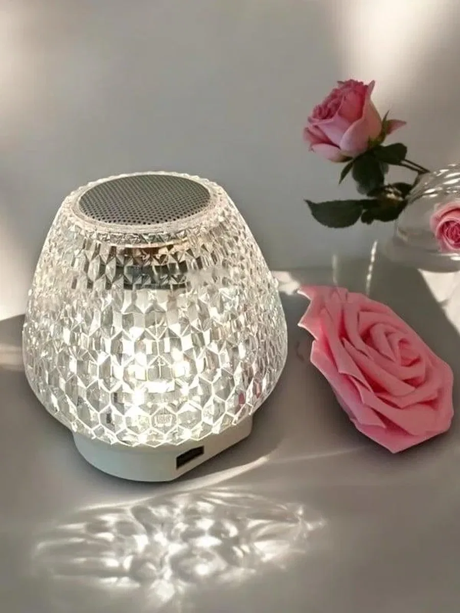G5 Kristal Şarjlı Masa Lambası - 7 Renk Gece Lambası ve Bluetooth Hoparlör görsel 2