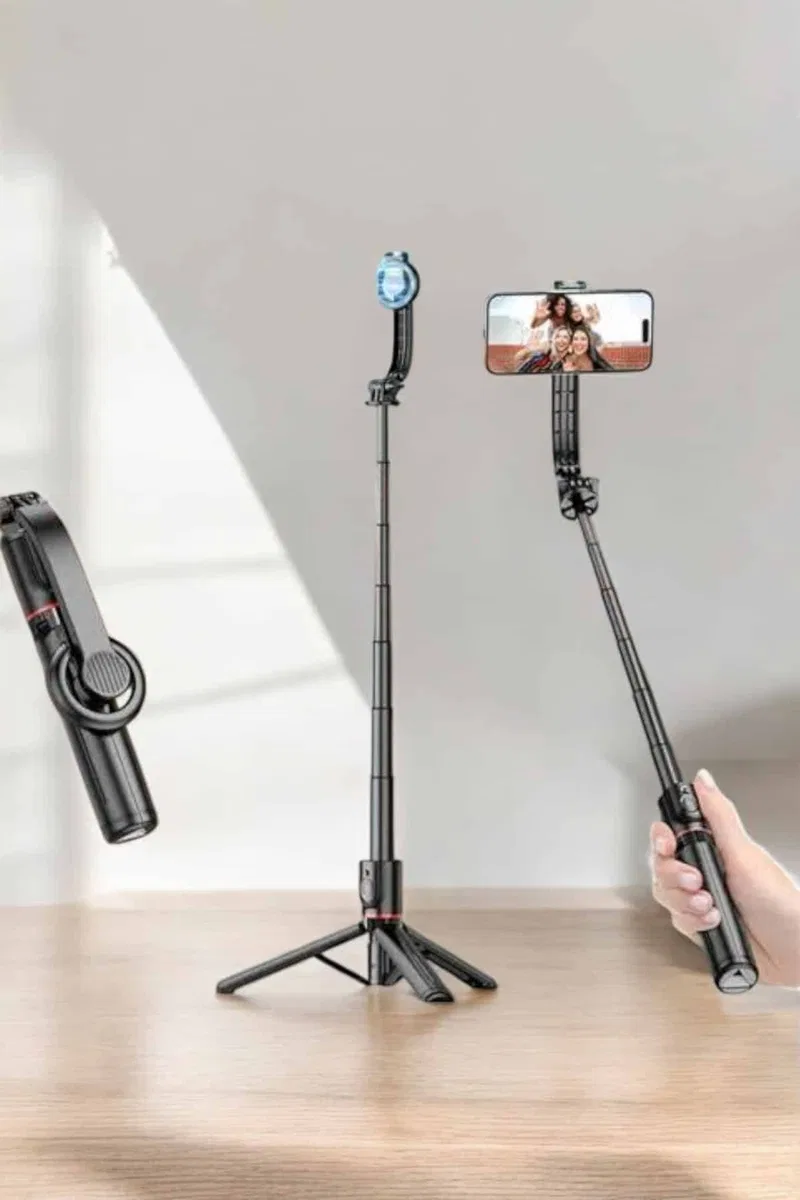 Kumandalı Tripod Telefon Tutucu Selfie Çubuğu 360 Derece Dönebilen görsel 3