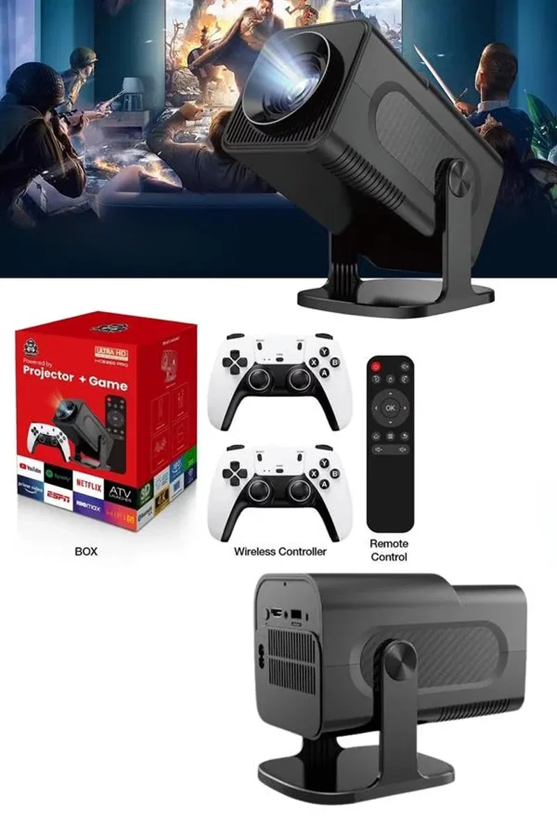 4K Android Smart Wi-fi Çift Kollu Projeksiyon Game Box Kumandalı Taşınabilir Yeni Nesil görsel 3