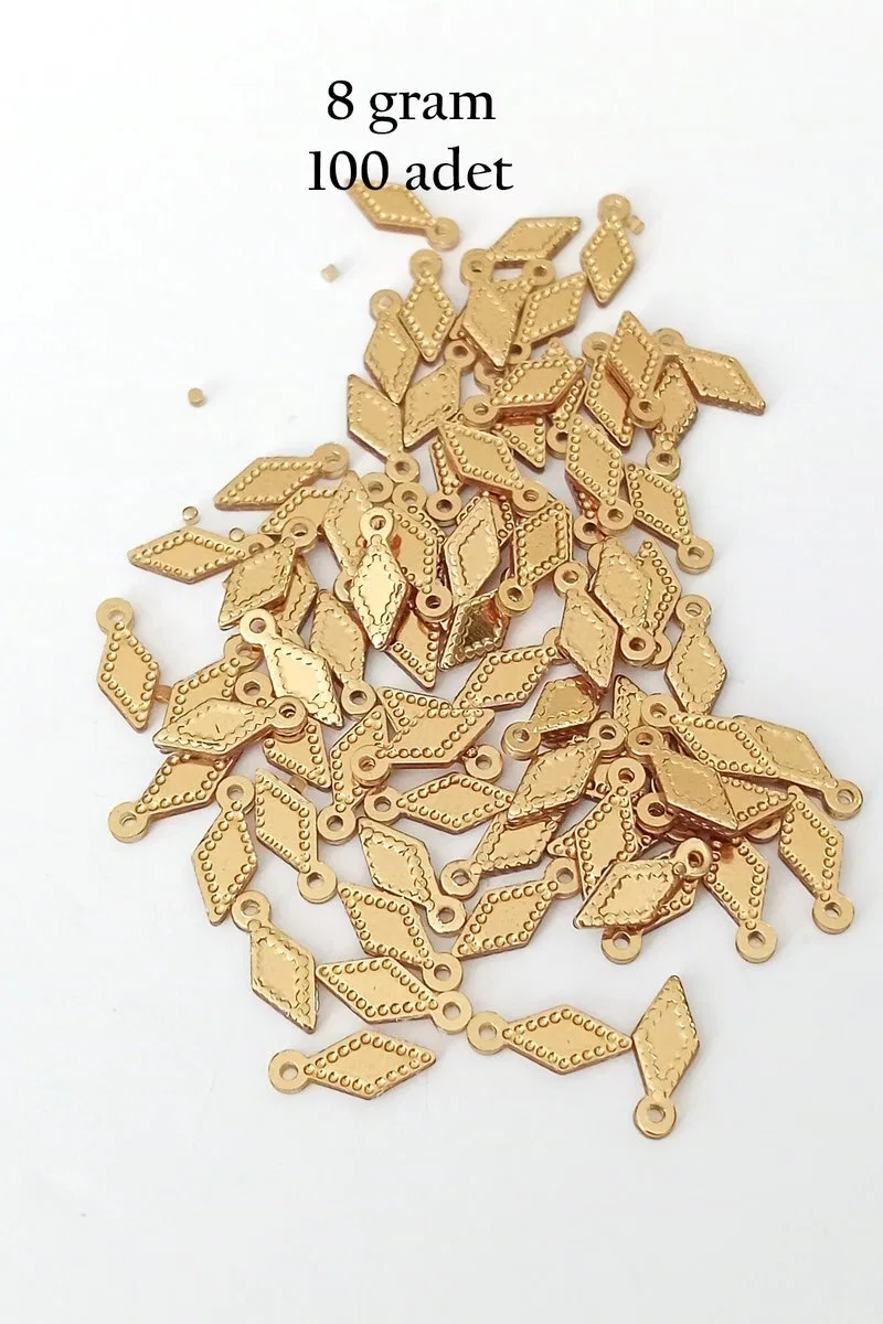 Oya Abiye Bileklik Kolye Pleksi Metalik Plastik Pul Altın Renk 8 gram 100 adet - BNC490