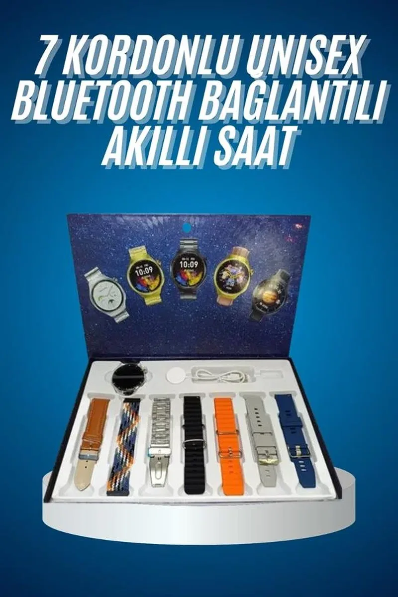 Unı Yuvarlak Ekranlı 7 Kordonlu Akıllı Saat GPS Destekli Çoklu Kordon Seçeneği görsel 2