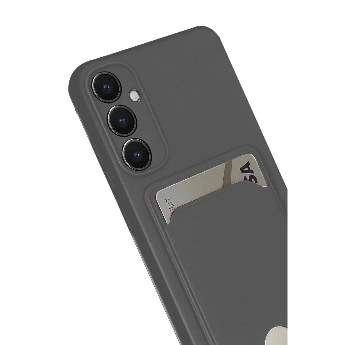 Samsung Galaxy S24 Fe Kılıf Kelvin Kartvizitli Silikon - Gri görsel 2