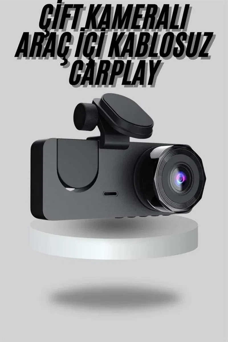 Araç İçi Dikiz Kamerası Sürüş Kaydedici 3 Lensli DVR Kamera görsel 2