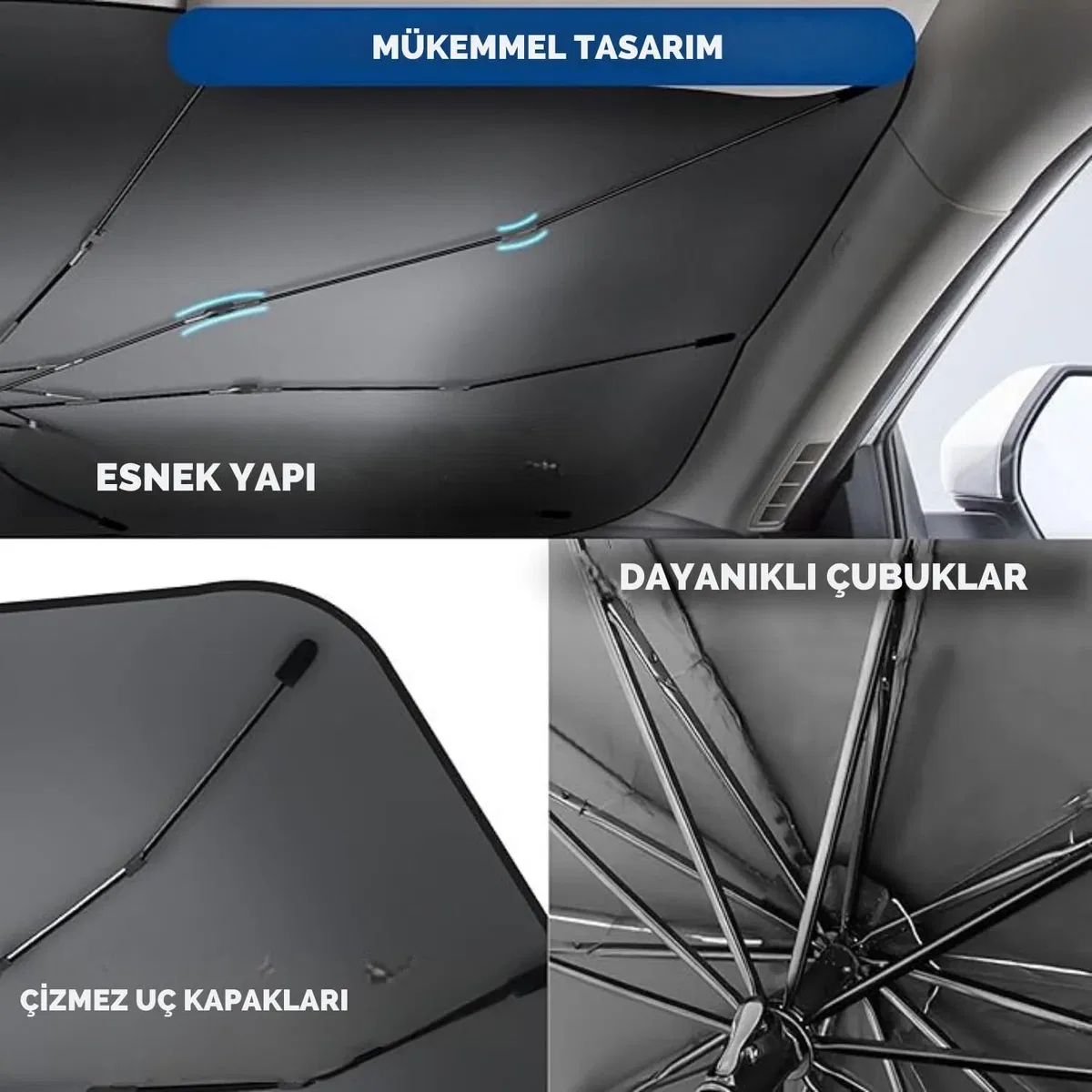 Renault Symbol, Dacia Sandero, Opel Corsa, Ford Ka, Peugeot 208 Uyumlu Oto Şemsiye Yeni Nesil görsel 2