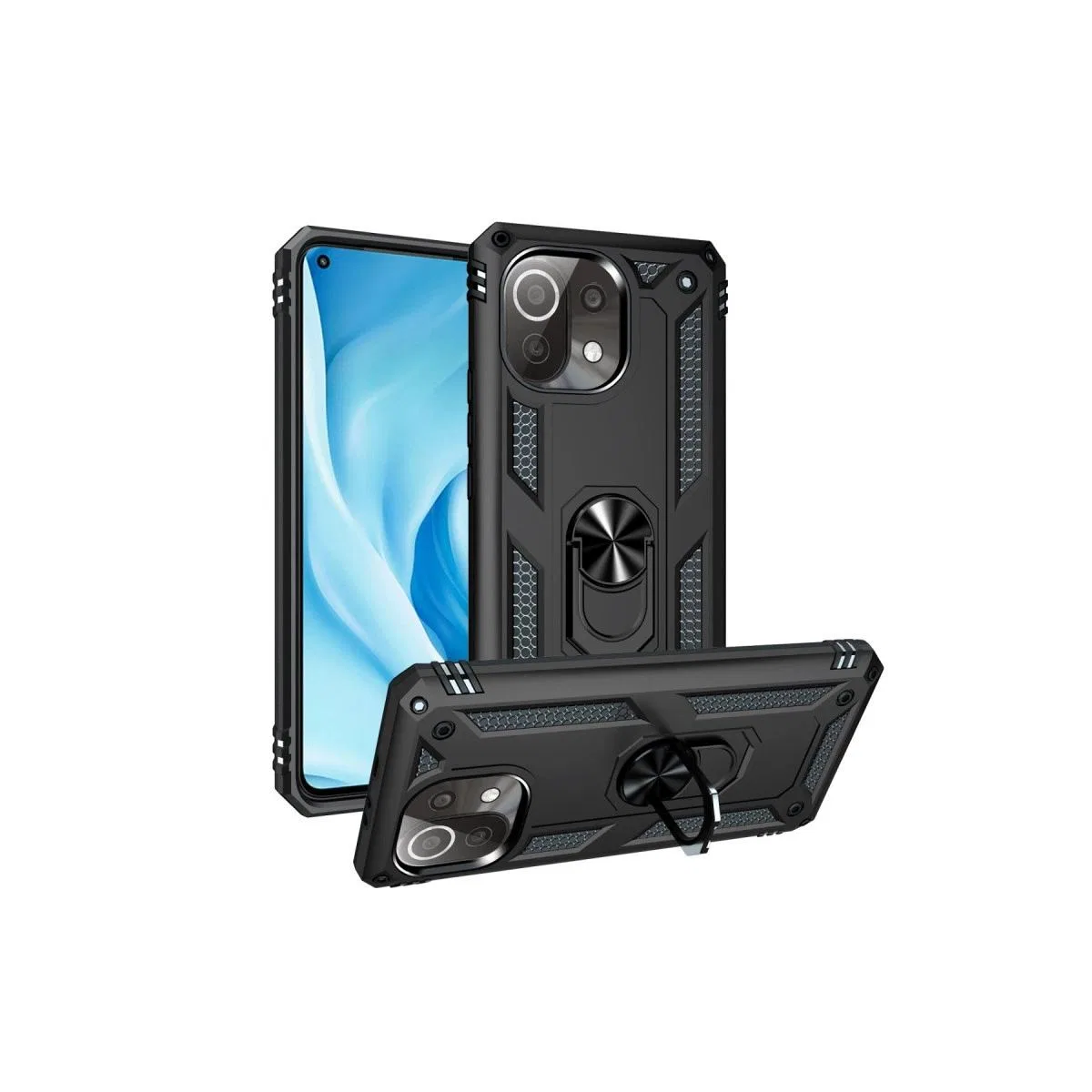 Xiaomi Mi 11 Lite Kılıf Sofya Yüzüklü Silikon Kapak - Siyah görsel 2