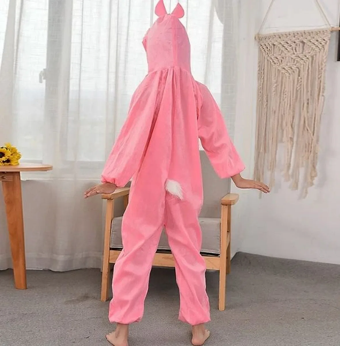 Çocuk Tavşan Kostümü Pembe Renk 6-7 Yaş 120 Cm görsel 3