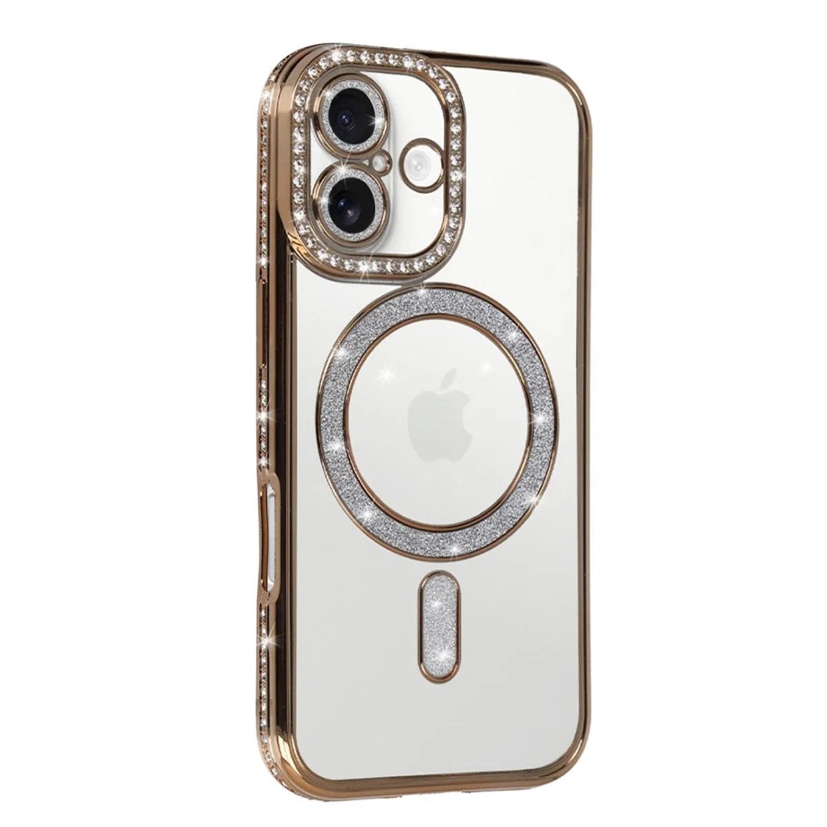 Apple İphone 17 Joke Simli Magneticsafe Kılıf - Gold görsel 2