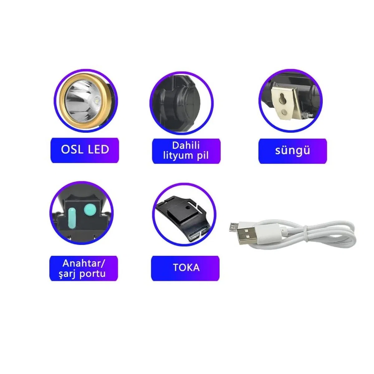 Şarjlı Baret Lambası Osl Led Wt-065 görsel 4