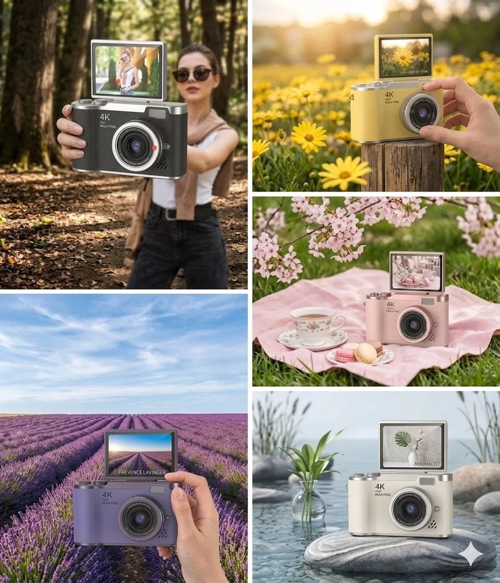 4k Dijital Retro Video Kamera 48mp 18x Zoom Flaşlı (32gb) Kart Dijital Vlog Fotoğraf Makinesi Türkçe görsel 3