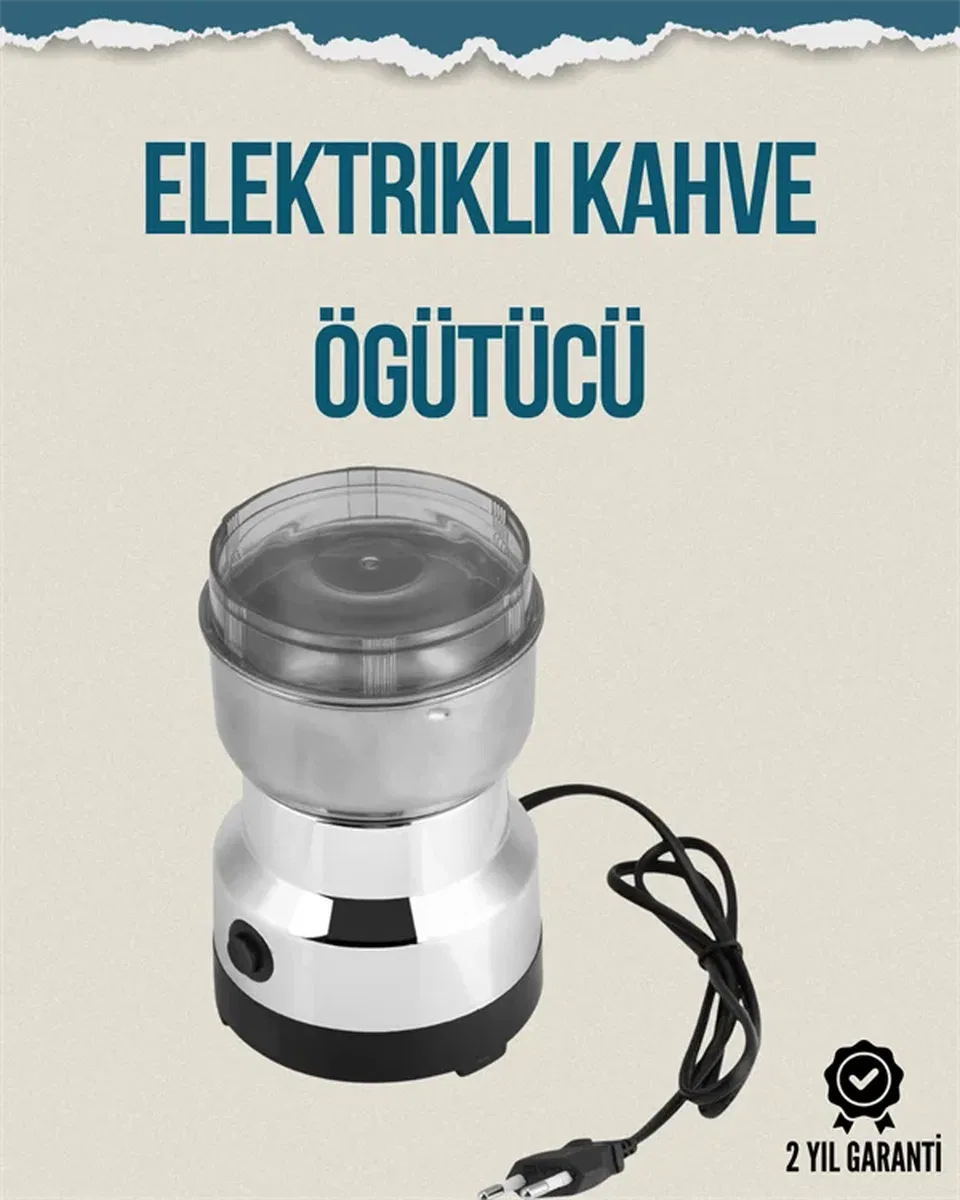 Kompakt Elektrikli Kahve ve Baharat Öğütücü | 14500 Devir, Şeffaf Kapaklı, Hediye İçin İdeal