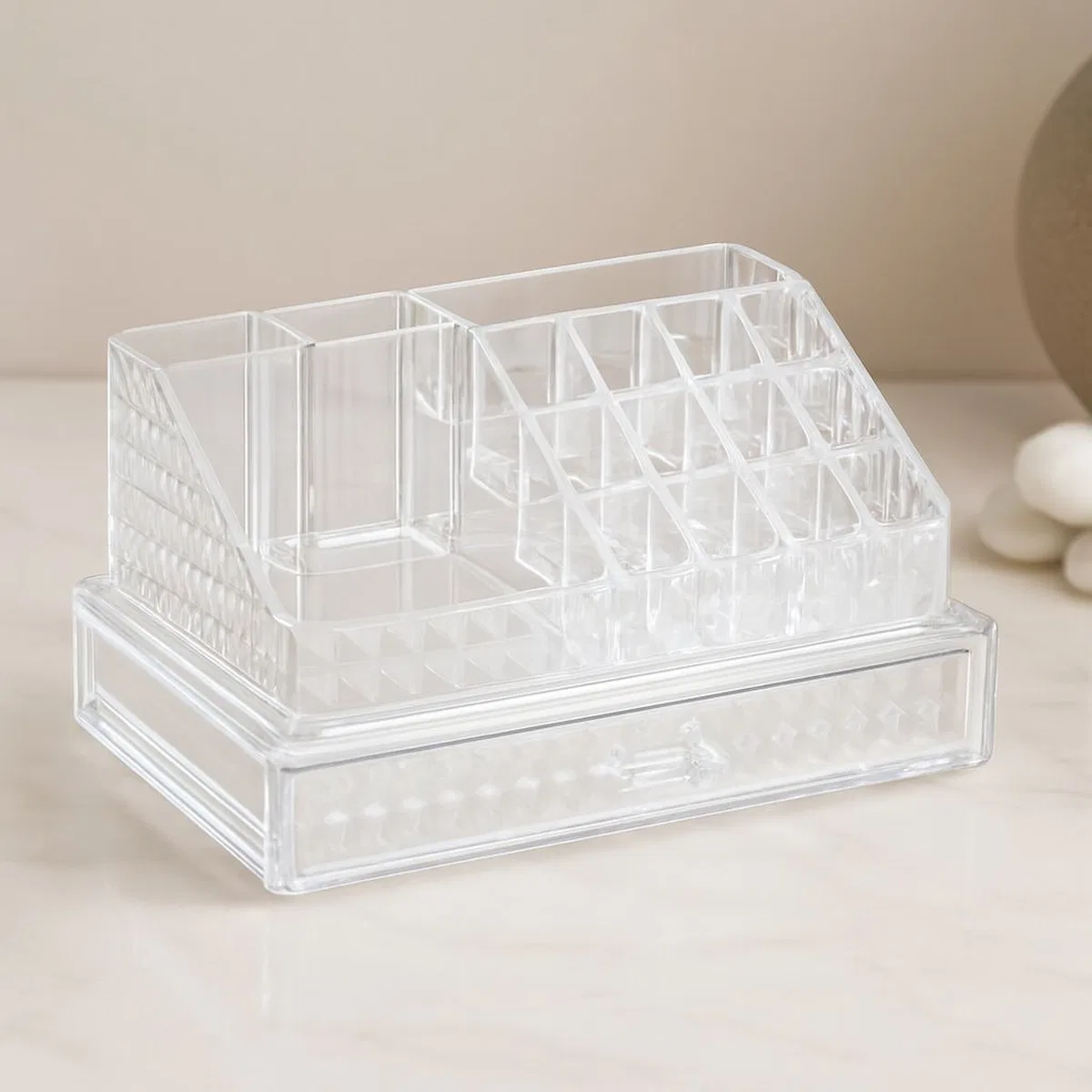 Tek Çekmeceli 16 Bölmeli Şeffaf Makyaj ve Takı Organizeri 23. 3x13. 5x11. 5 cm