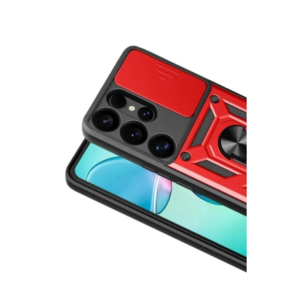 Samsung Galaxy S26 Ultra Pars Lens Yüzüklü Silikon - Kırmızı görsel 2