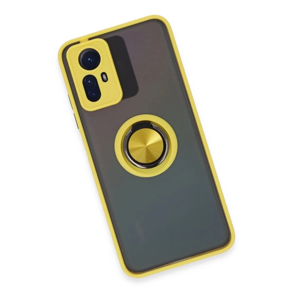 Xiaomi Redmi Note 12s Kılıf Montreal Yüzüklü Silikon Kapak - Sarı görsel 4