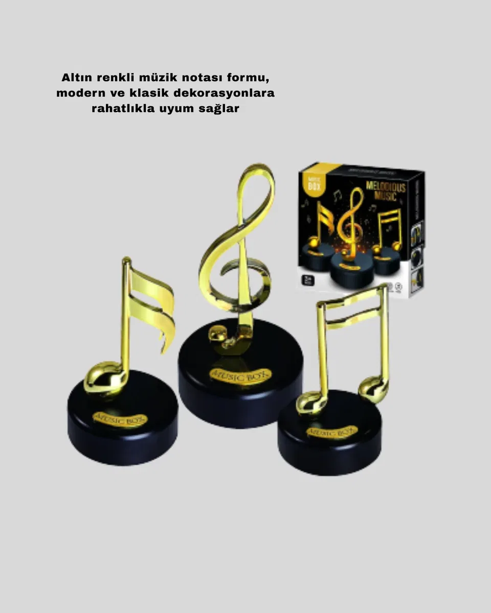 Altın Nota Figürlü Müzik Kutusu görsel 3