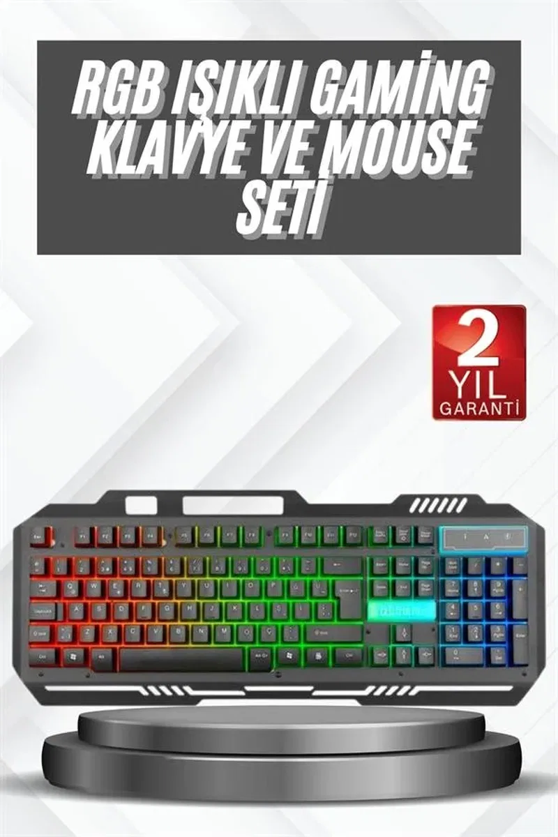 Işıklı Oyuncu Q Klavye Mouse Seti Siyah Gaming Oyuncu Klavye görsel 2