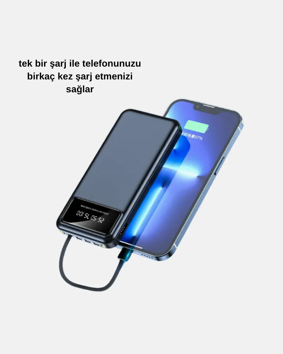 Powerbank 20000 mAh 4 Çıkışlı Hızlı Şarjlı ve LED Göstergeli görsel 4