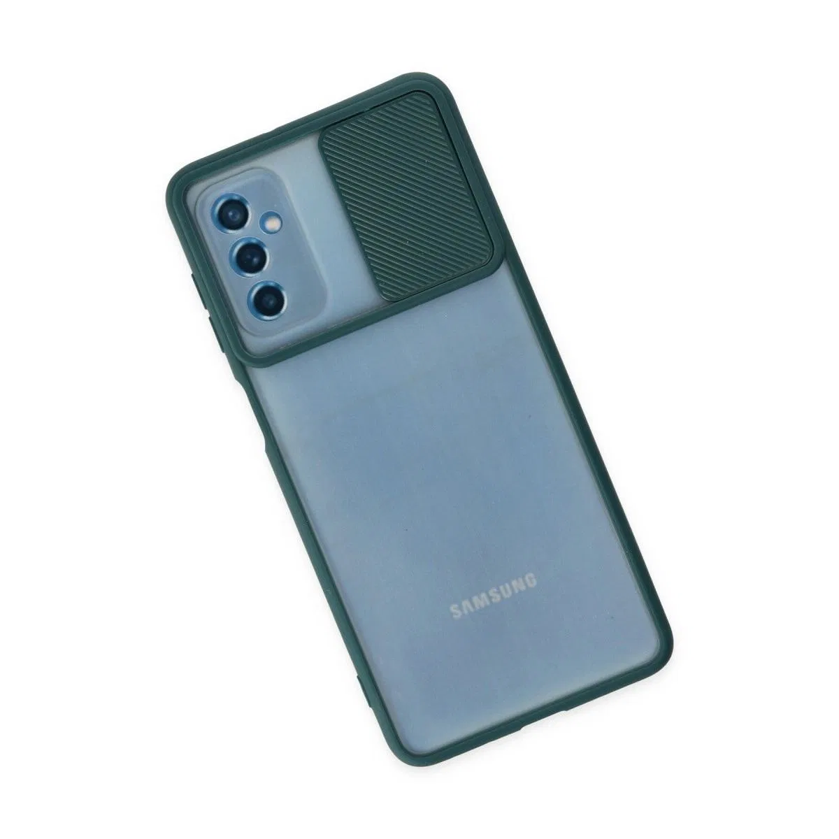 Samsung Galaxy M52 5g Kılıf Palm Buzlu Kamera Sürgülü Silikon - Yeşil görsel 3
