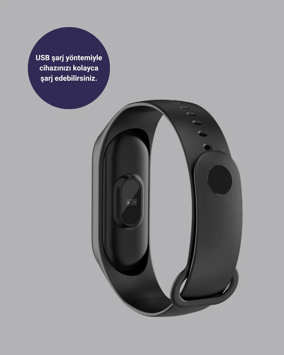Bluetooth Akıllı Bileklik Spor Modlu Kalp Atış Takipli Uyku izli görsel 3