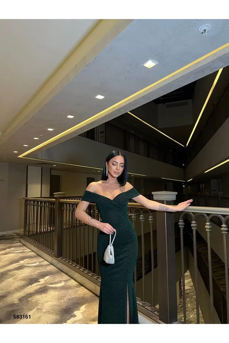 Kadın Modern Stil Kayık Yaka Kolsuz Balık Kesim Elbise görsel 5