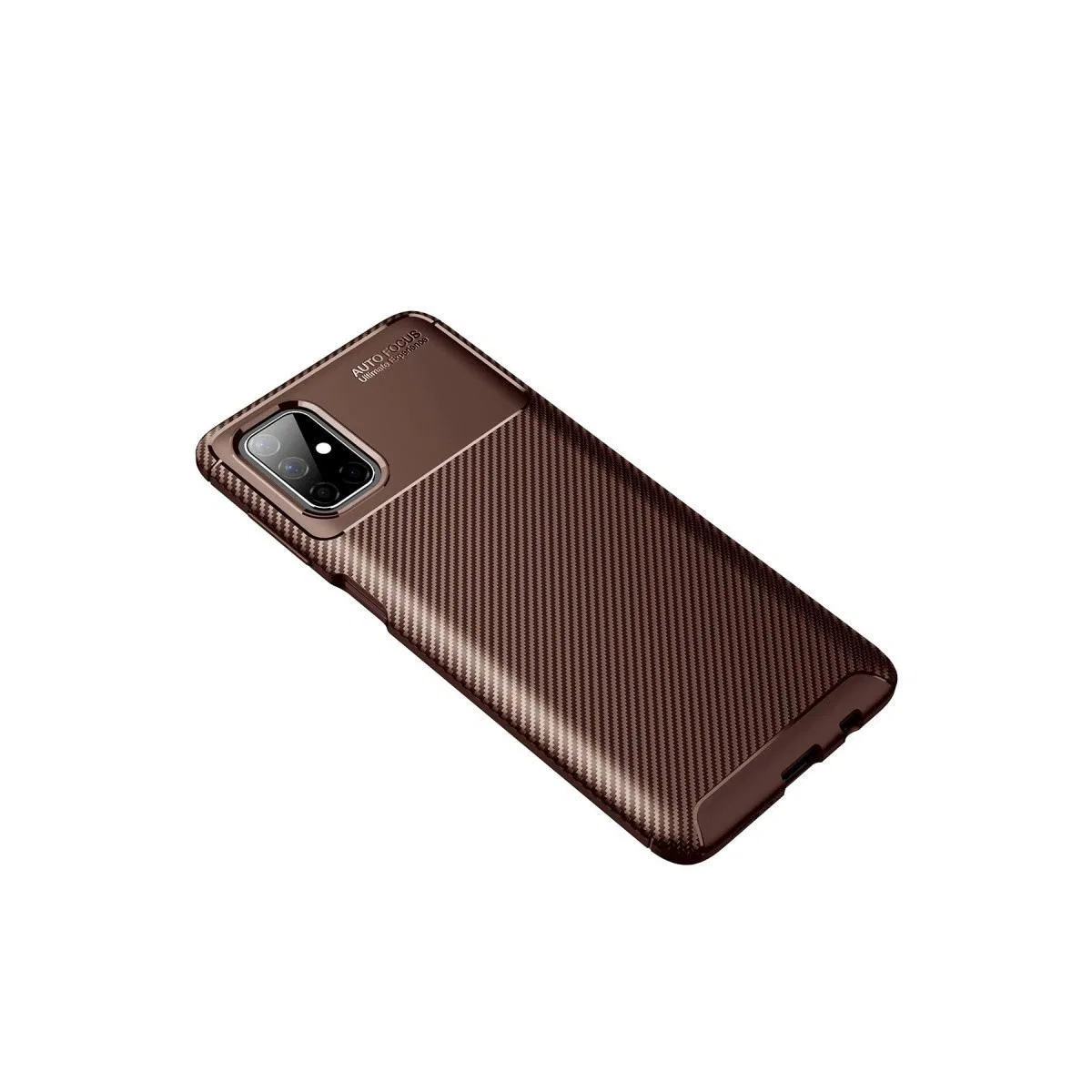 Samsung Galaxy M51 Kılıf Auto Focus Karbon Kapak - Kahverengi görsel 2