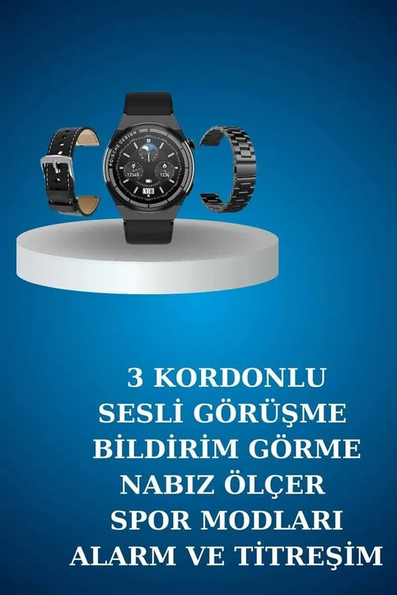 Alarm ve Titreşim Özellikli Akıllı Saat ve Mikrofonlu Kablolu Bluetooth Kulaklık 60 Saat görsel 3