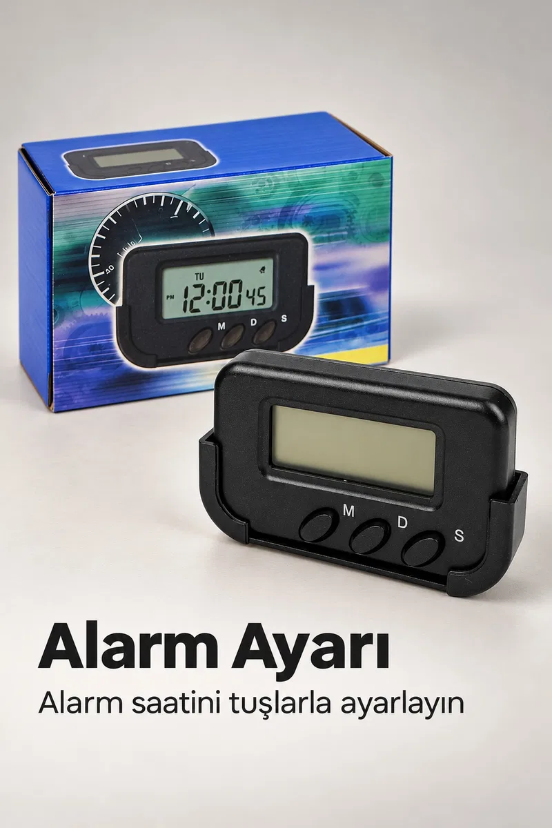 Alarm ve Kronometre Özellikli Araç İçi Dijital Saat
