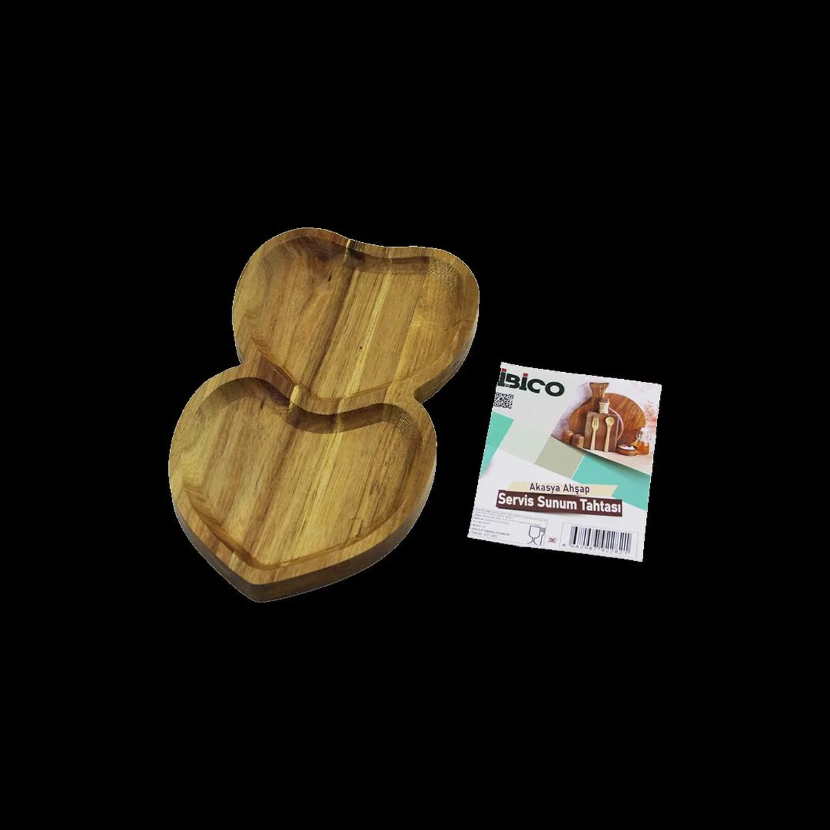 Akasya Kalpli 2 Bölmeli Ahşap Servis Tepsisi 25x14x1. 4 cm görsel 2