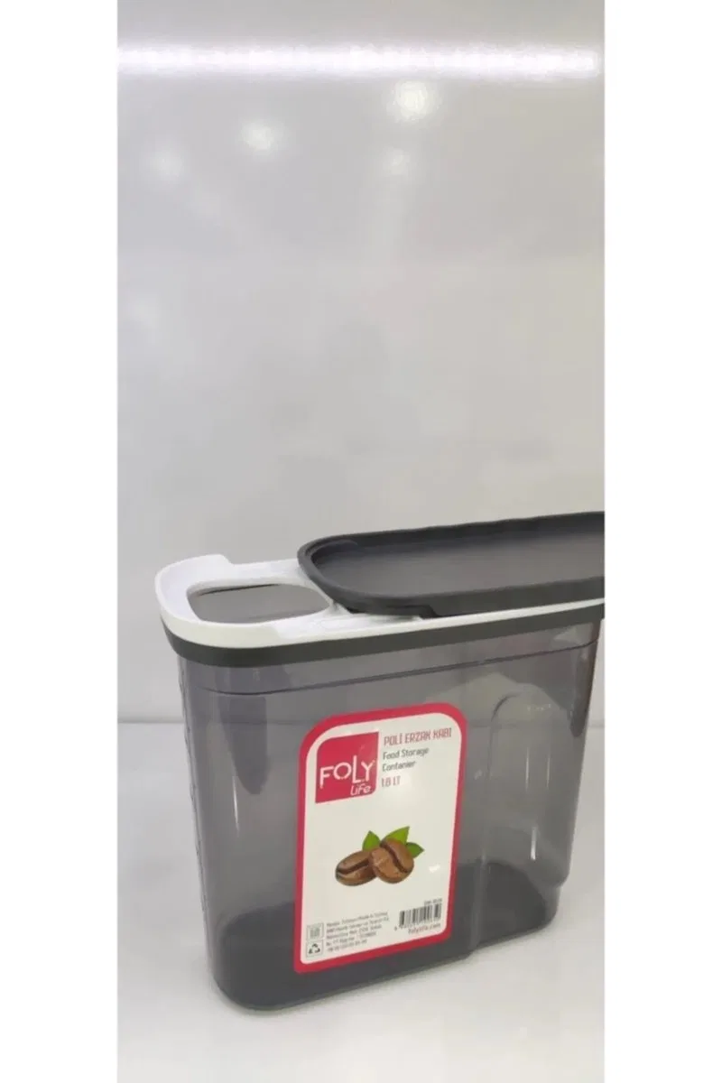 1. 8 Litre Poly Erzak Saklama Kabı Kızaklı Kapak Royaleks-BNM-0650 görsel 2