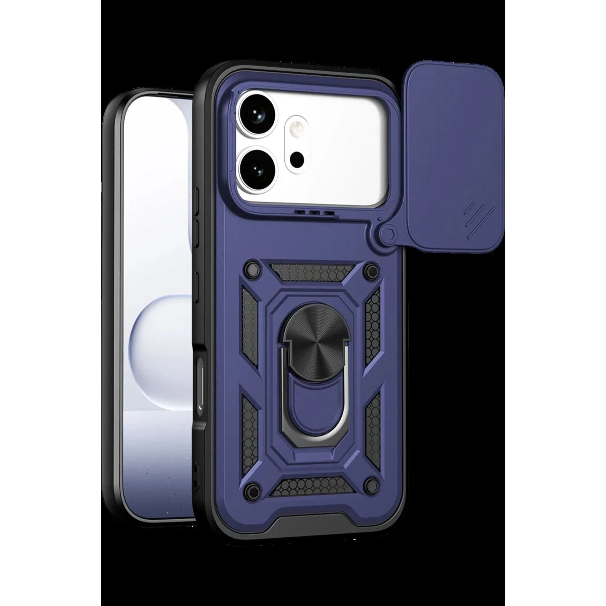 Huawei Honor 600 Pars Lens Yüzüklü Silikon - Lacivert
