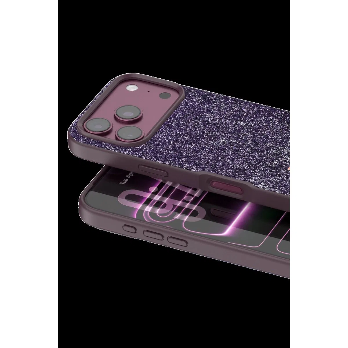 Onegif Apple İphone 18 Pro Max Bright Simli Kapak - Bordo görsel 2