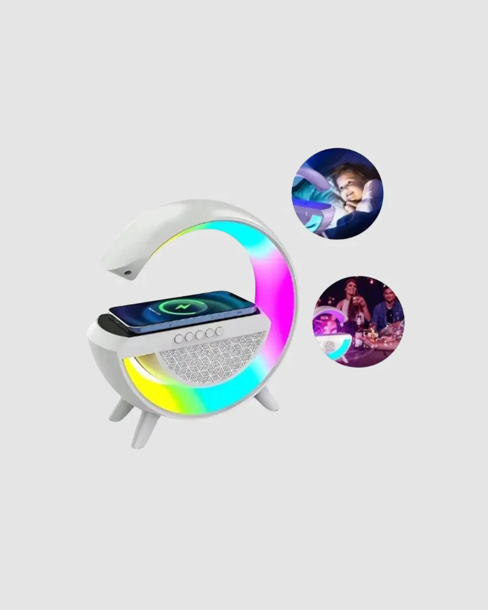 Kablosuz Şarjlı Bluetooth Hoparlör ve Gece Lambası – NFC, FM Radyo, RGB Işık görsel 3