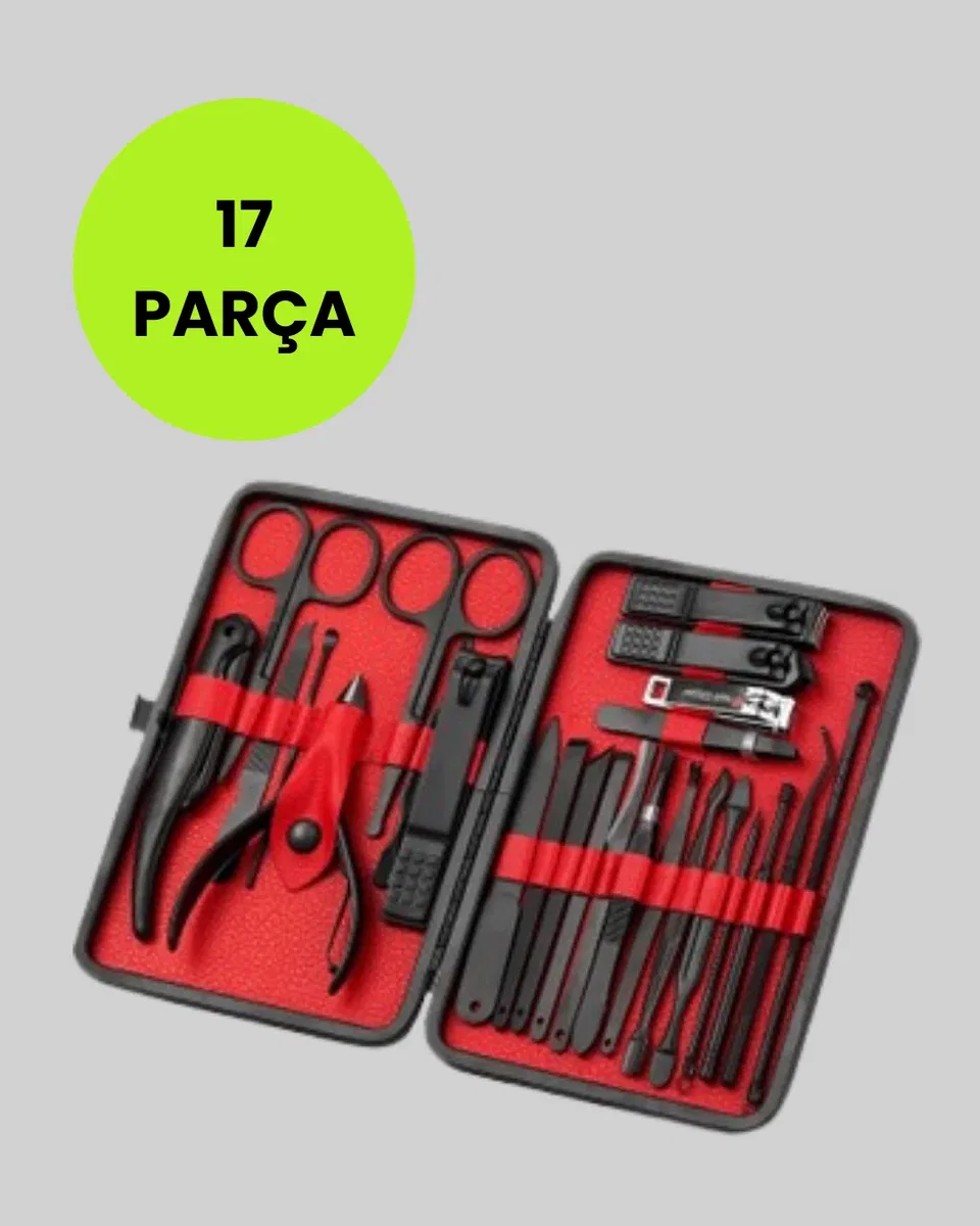 Paslanmaz Çelik 17 Parça Manikür Pedikür Seti ve Taşınabilir Şık Çanta görsel 2