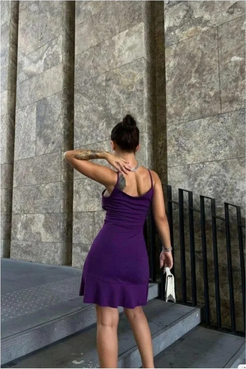 Kadın Gösterişli V Yaka Şık Elbise görsel 3