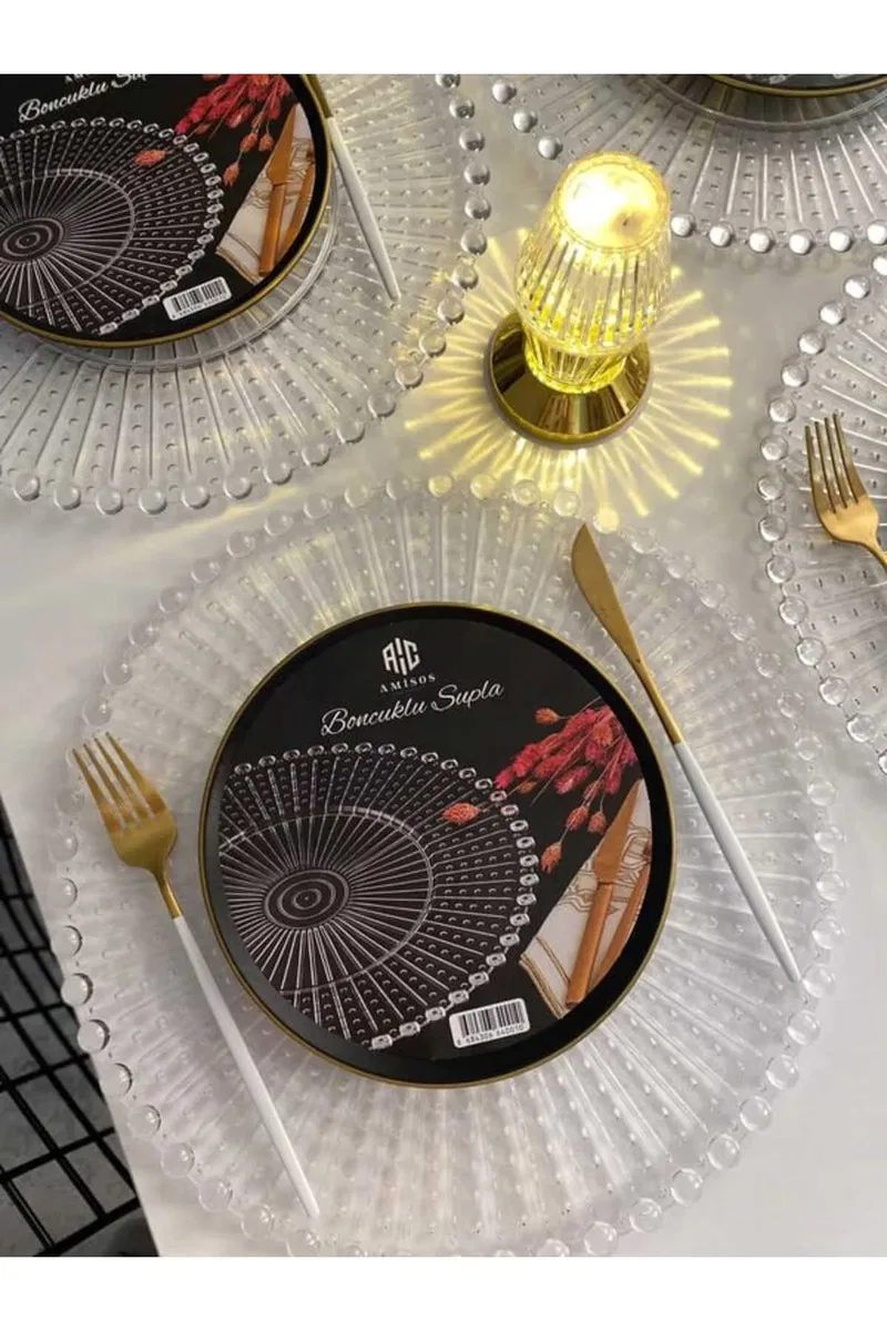 Supla, Boncuklu Sunum Tepsisi Şeffaf Sunumluk 20 Cm. görsel 3