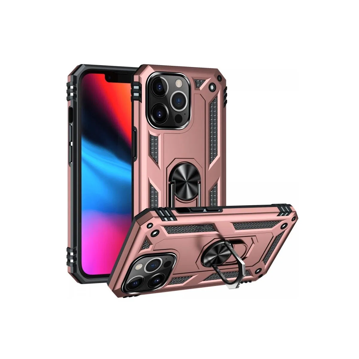 Apple İphone 13 Pro Max Kılıf Sofya Yüzüklü Silikon Kapak - Rose görsel 2