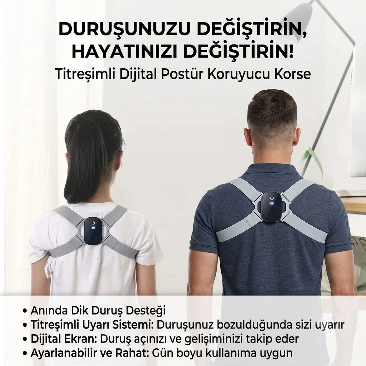 Dijital Ekran Titreşimli Dik Durma Korsesi