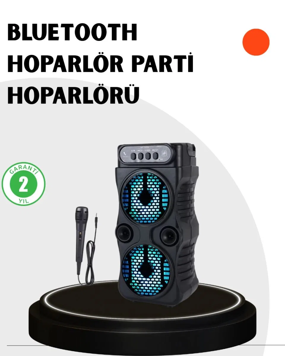 Bluetooth Bağlantılı Led Işıklı Taşınabilir Hoparlör – 1200 Mah Şarjlı, Fm Radyolu görsel 6