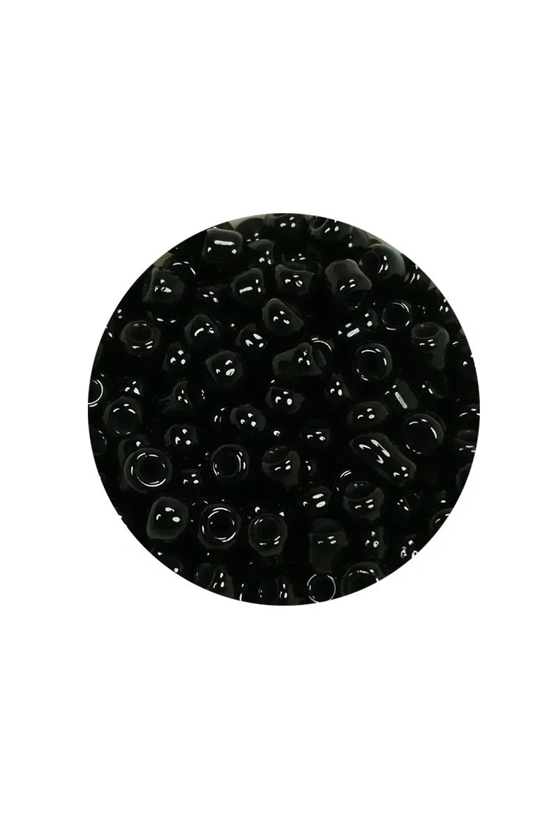 Dökme Cam Kum Boncuk (8/0) 3 mm - 20 Gram - Parlak Siyah - BNC170 görsel 2