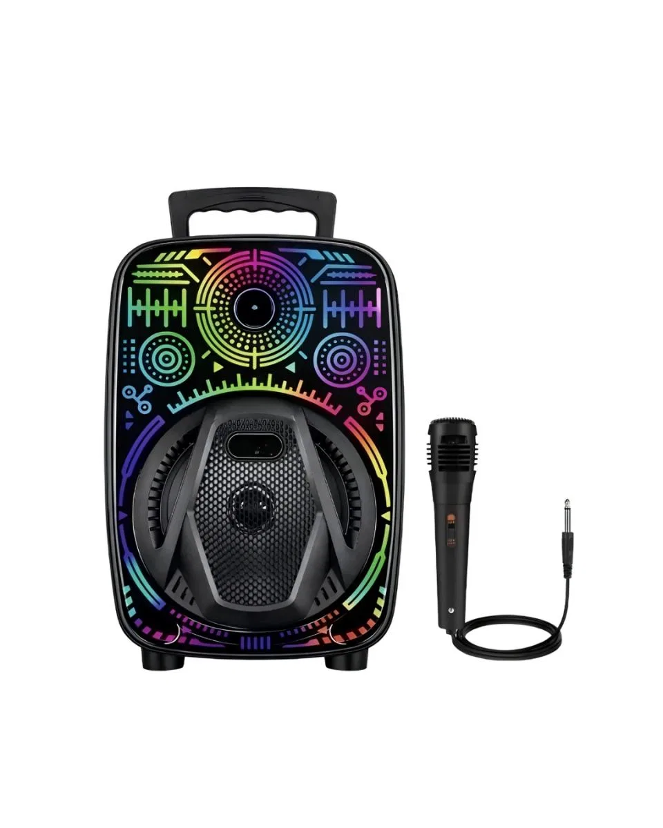 Taşınabilir Bluetooth Speaker Mikrofonlu Rgb Işıklı Karaoke Ses Sistemi görsel 2